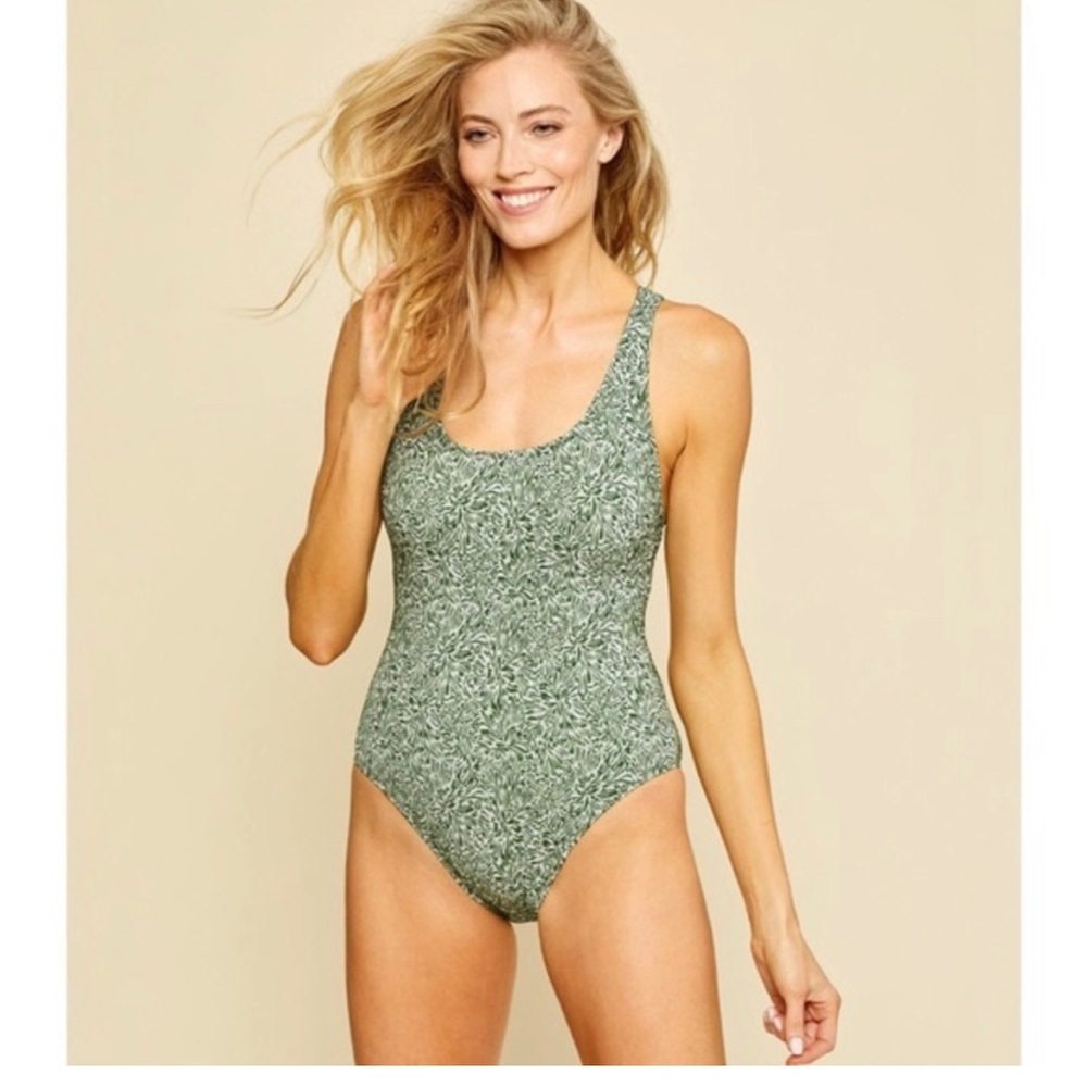 Andie Swim Green White The Tulum Bloom One Piece Swimsuit